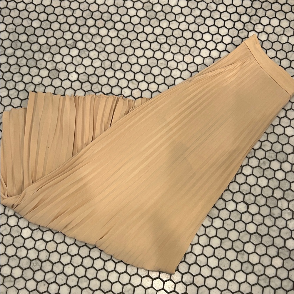 A.L.C. Tan Pleated Midi Skirt